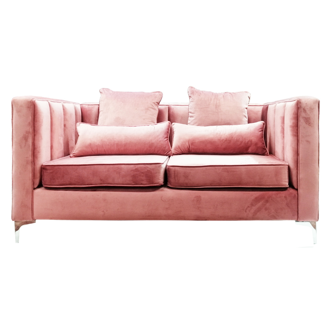 Lola 3 Seater Velvet Couch-1 (Salmon)