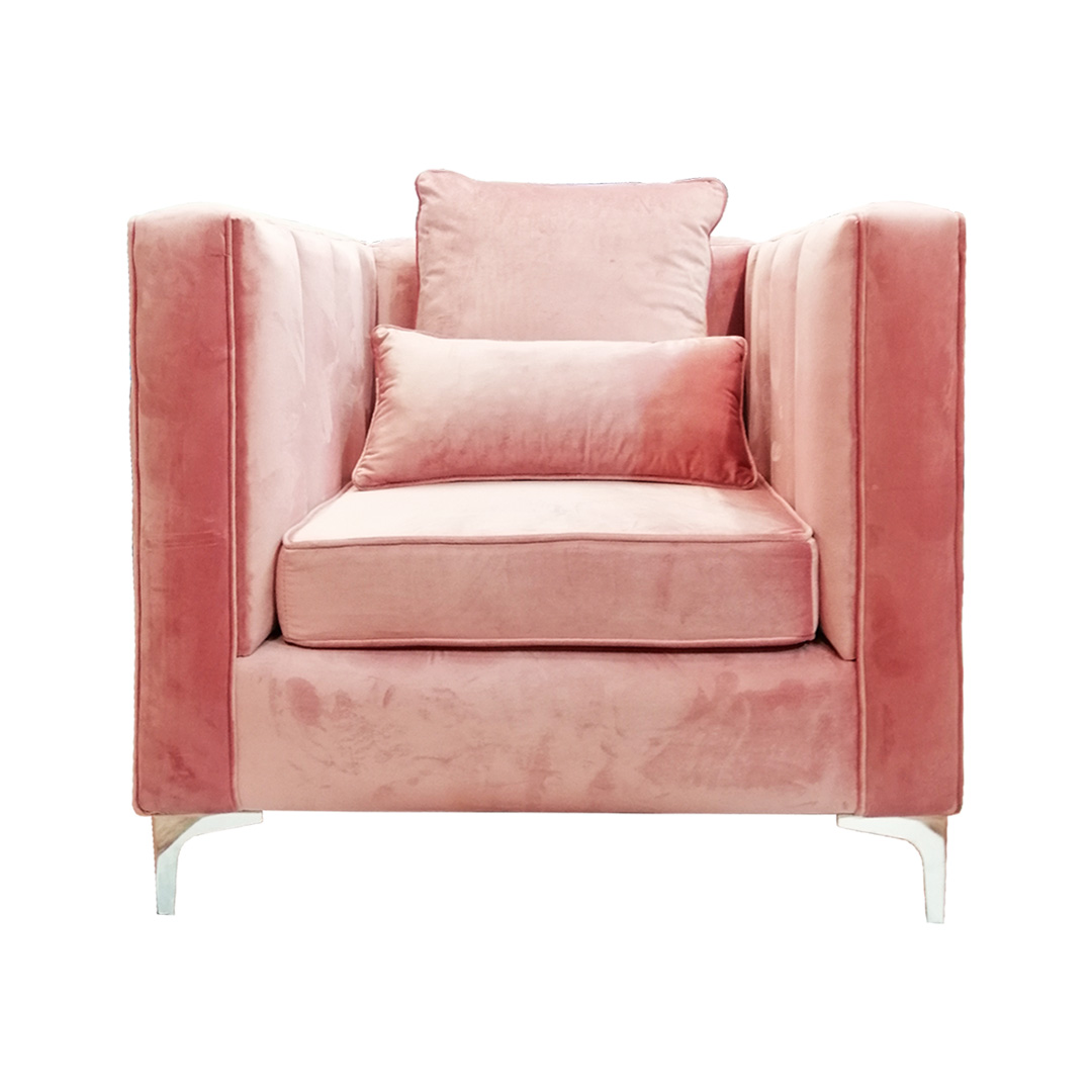 Lola 1 Seater Velvet Chair (-1 Salmon Pink)