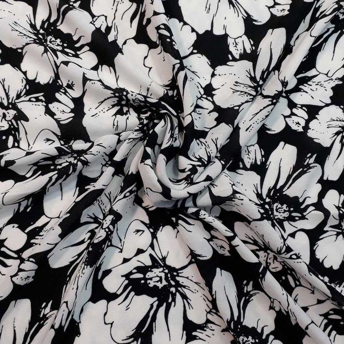 Crepe Georgette Flower Black 15218/069 - Image 2