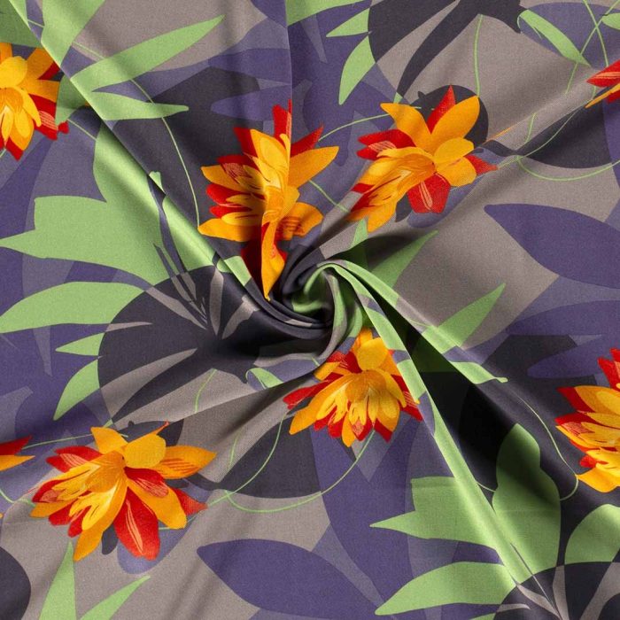 Midnight Viscose Twill Flower Mid Grey 19031-063 - Image 3