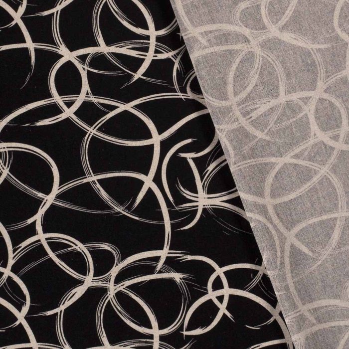 Woven Viscose Linen Doodle Black 19161-069 - Image 2