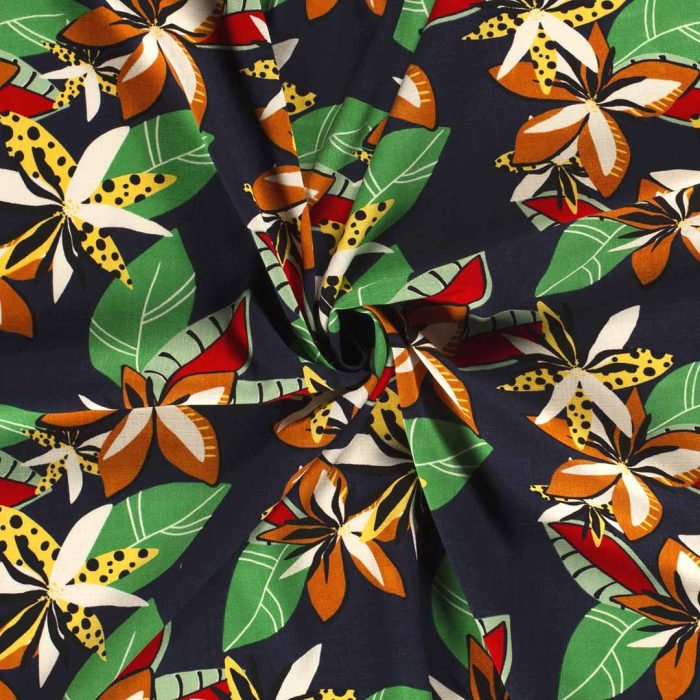 Viscose Crepe Stretch Floret Navy 19270-008 - Image 3