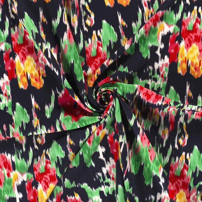 Viscose Crepe Stretch Brushblossom Navy 19272-008 - Image 3