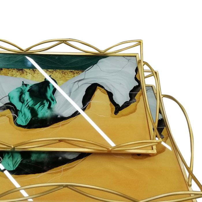 Rectangle Tray 2Pc Marble - Image 2
