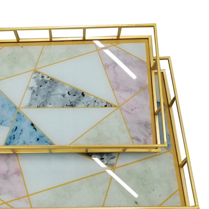 Tray Set 2Pcs Marble - Image 2