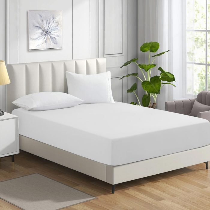 Fitted Sheet Queen XL White 144 TC - Image 3