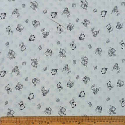 Plush Fleece Character-1 White 150cm Fabric