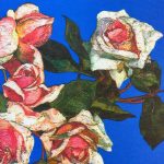 Scuba Printed Fabric Roses-on-Blue-7 150cm - Image 2