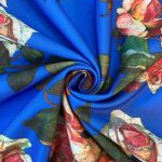 Scuba Printed Fabric Roses-on-Blue-7 150cm - Image 3