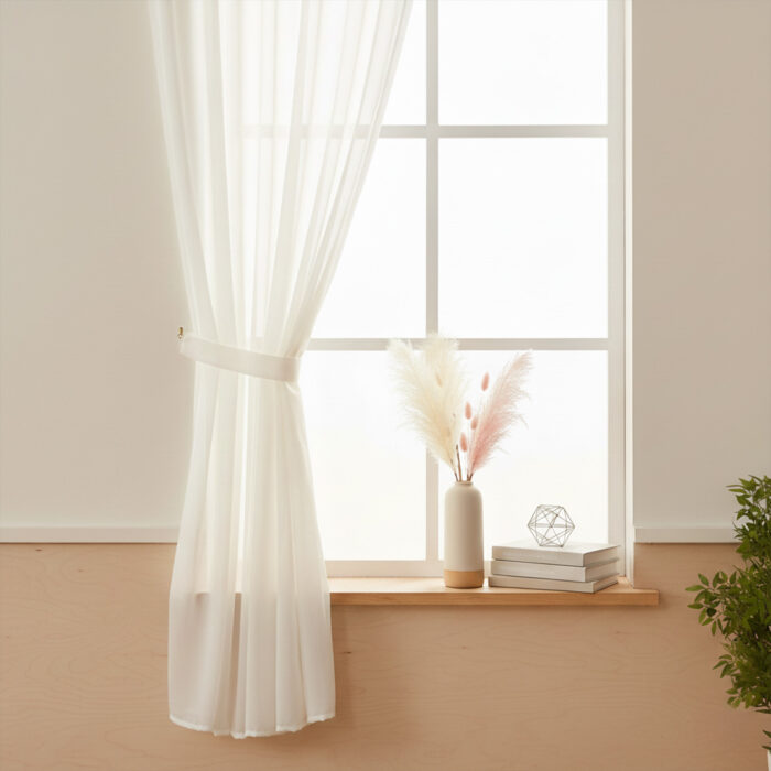 Plain Voile Cream 280cm - Image 2