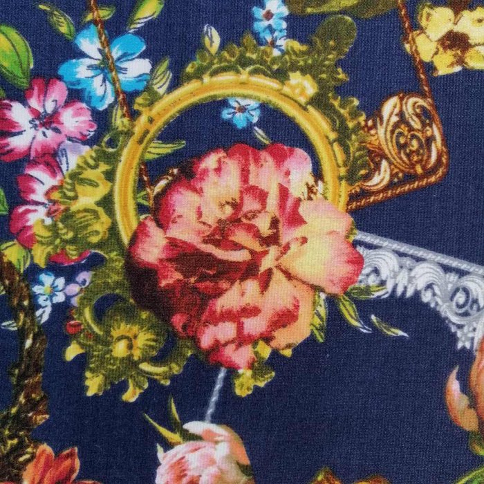 Ponti Roma Printed Fabric (FloralNavy-3) - Image 2