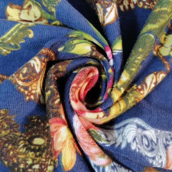 Ponti Roma Printed Fabric (FloralNavy-3) - Image 3