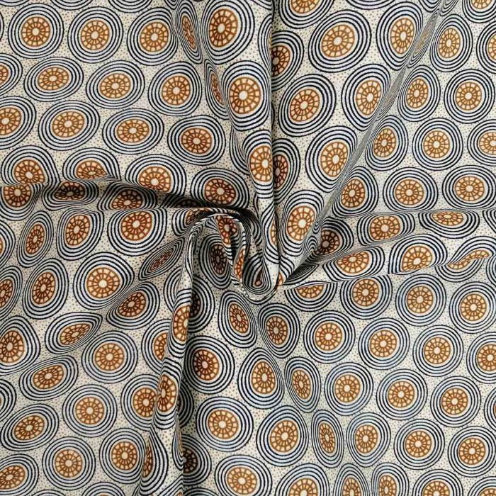 Wax Printed Piece Orbit Beige/Brown: 480cm x 112cm - Image 3