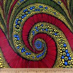Wax Printed Piece Bubbles Blue&Mustard: 480cmx112cm