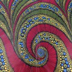 Wax Printed Piece Bubbles Blue&Mustard: 480cmx112cm - Image 2