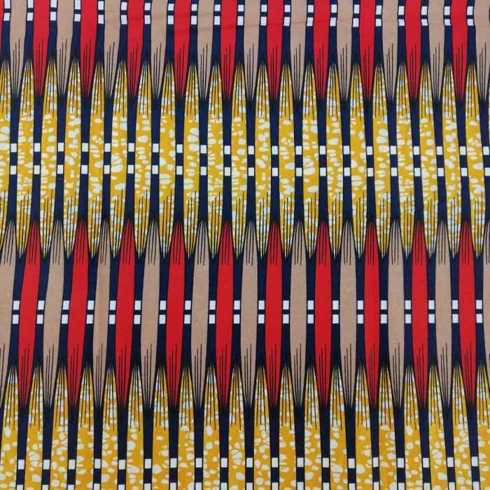 Wax Printed Piece Reed Red&Mustard: 480cmx112cm - Image 2