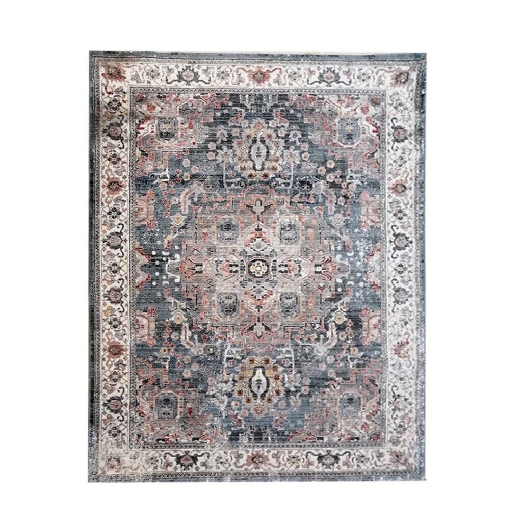 Distressed Floral 155x202cm Grey Carpet