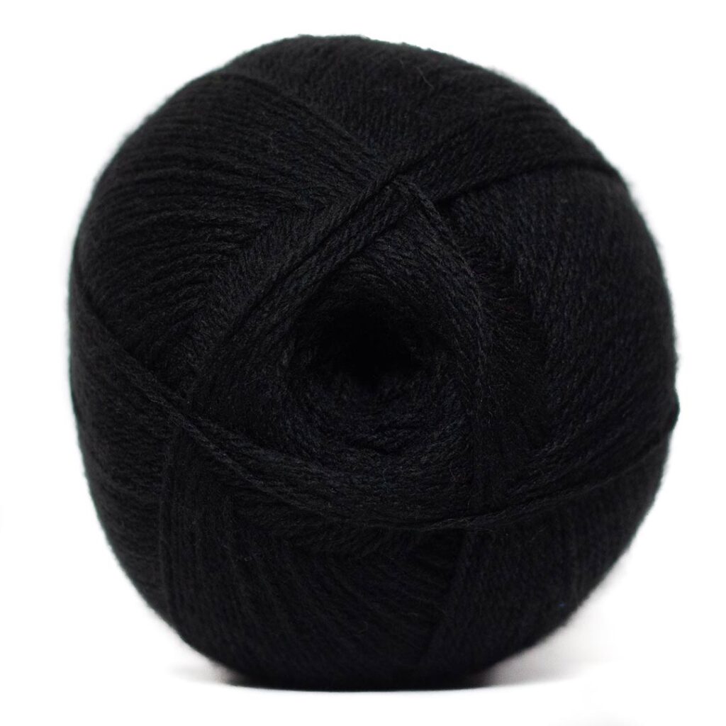 Charity Pullskein 300gr Black, soft and durable yarn in rich black for knitting and crocheting versatile, elegant garments and accessories.