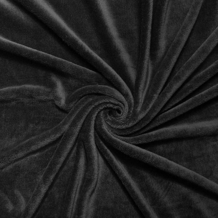 Mongolian Plush Fleece Plain Black Fabric - Image 3