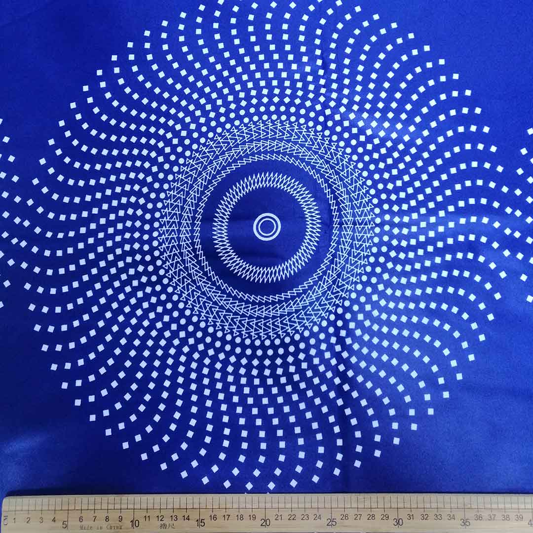 Wax Printed Piece Circle-Dotted-Blue 112x480cm