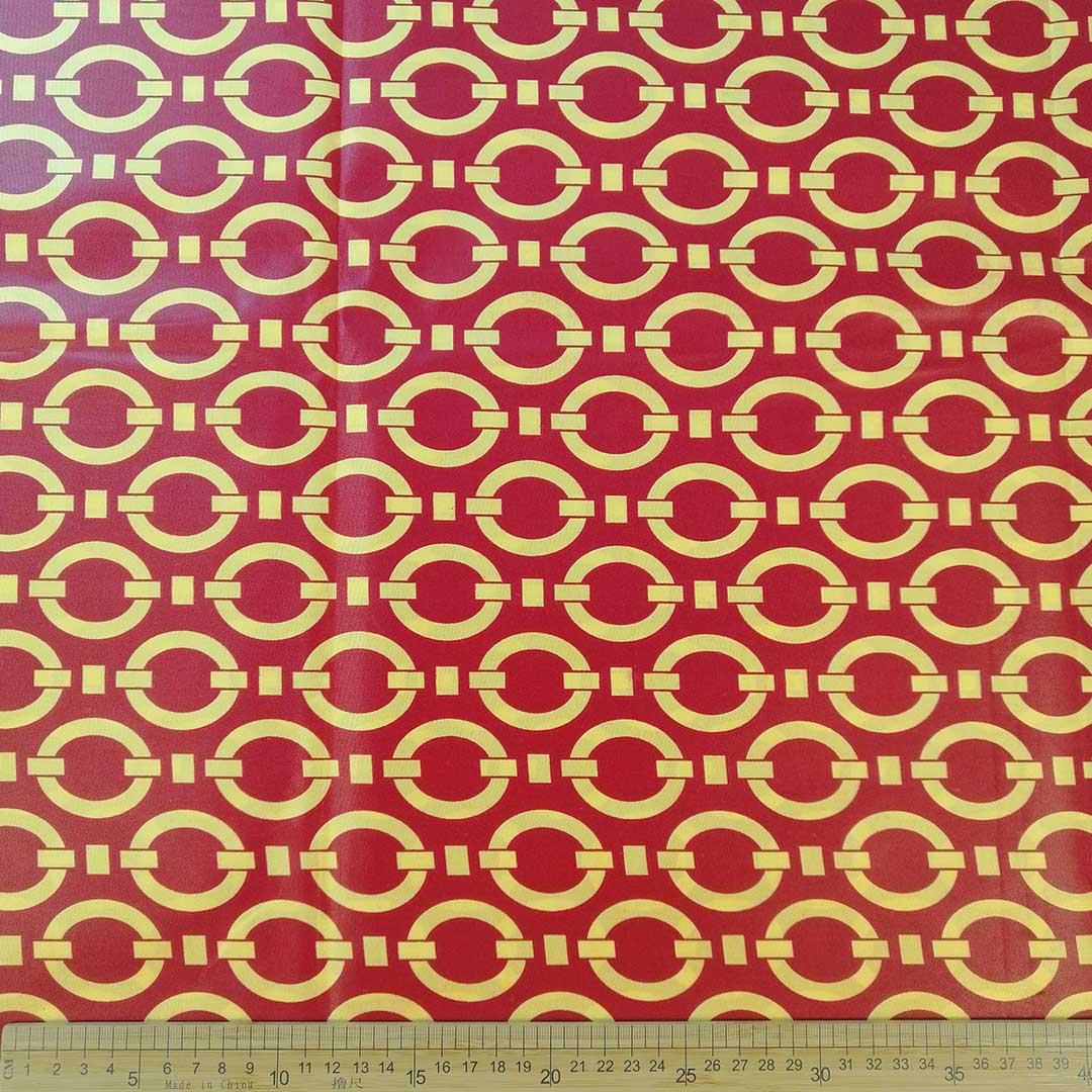 Wax Printed Piece Circle-Links-Mustard 112x480cm