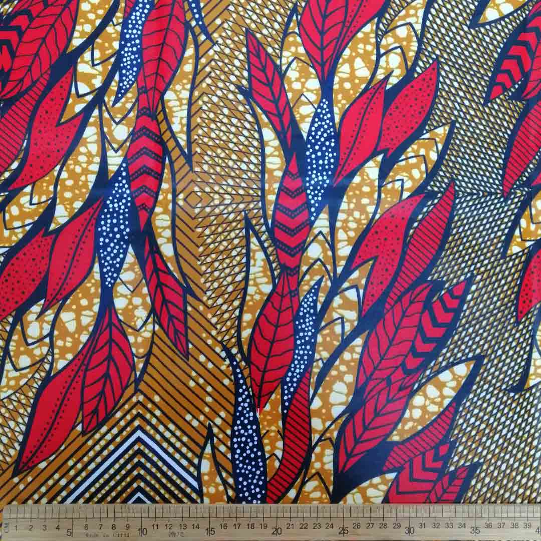 Wax Printed Piece Autumn Red&Yellow 112x480cm