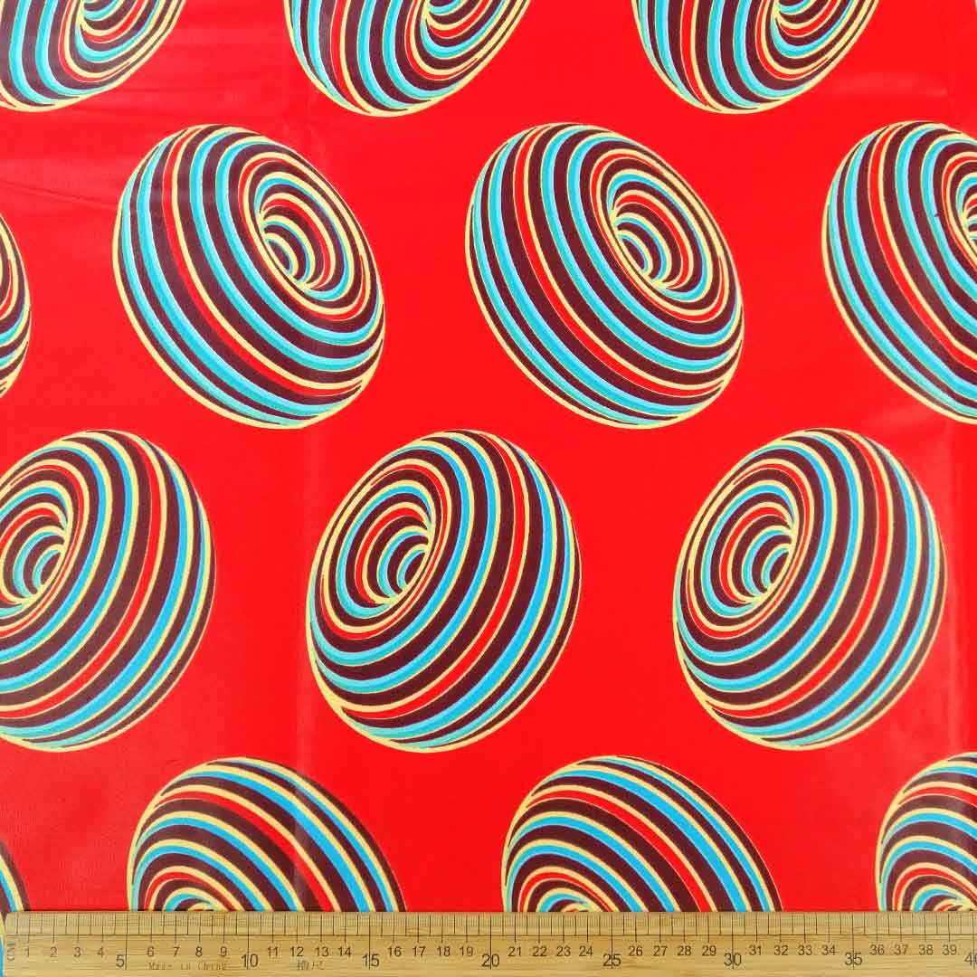 Wax Printed Piece Wheels Red&Blue 112x480cm