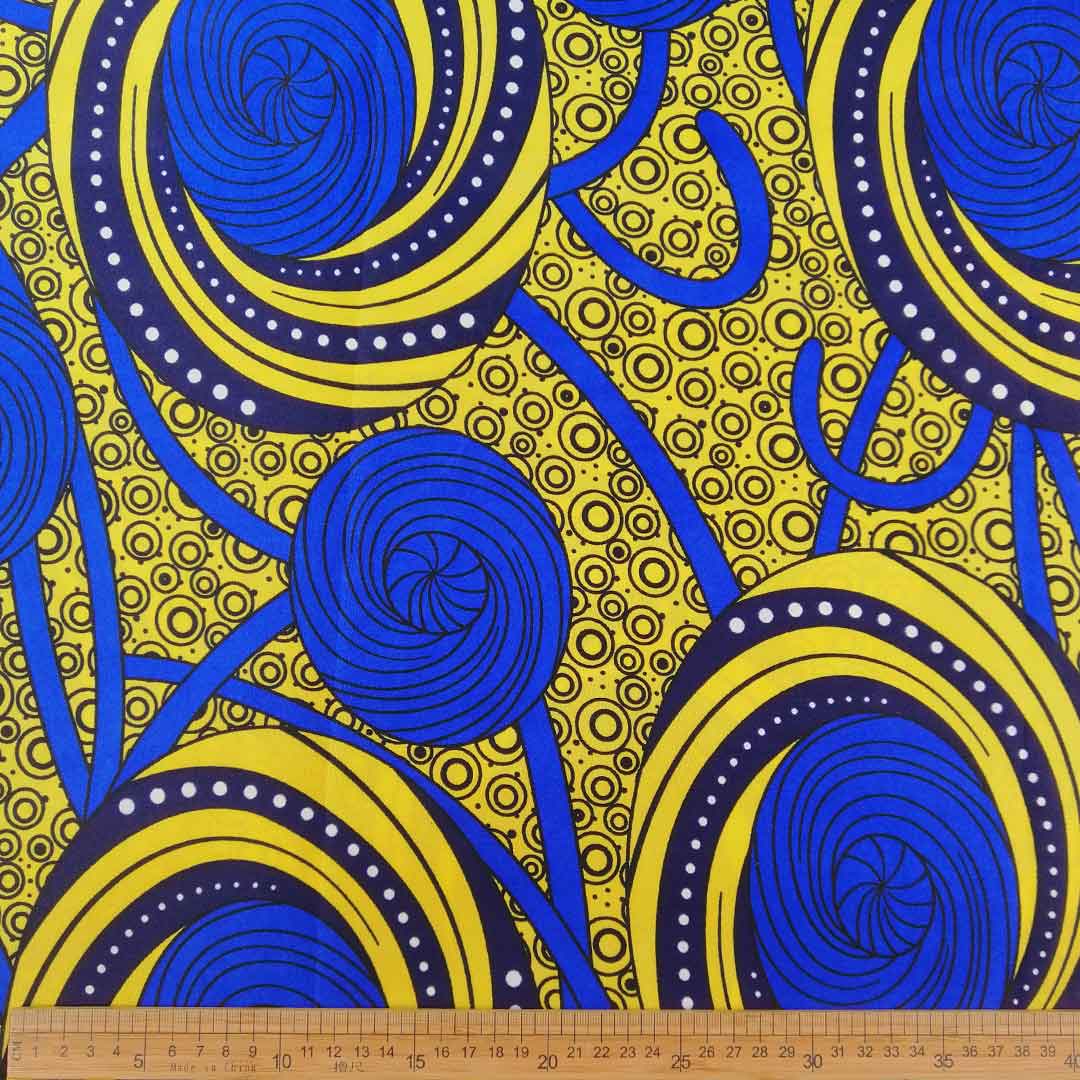 Wax Printed Piece Orbit Blue&Yellow 112x480cm