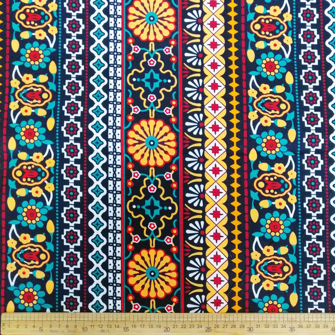 Wax Printed Piece Ethnic Teal&Orange 112x480cm