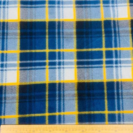Printed Polar Fleece Blue Check