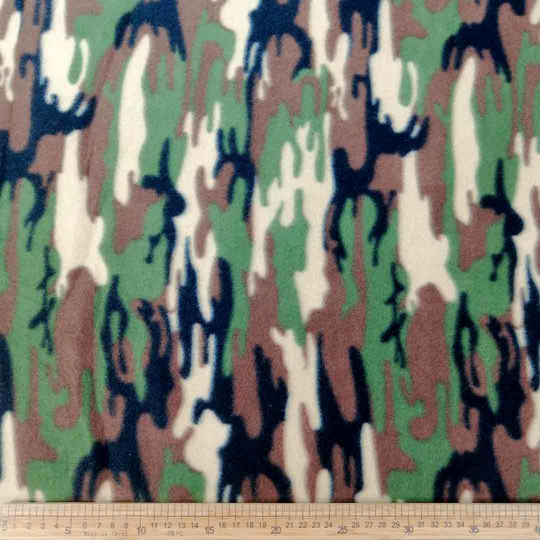 Printed Polar Fleece Camo-Green Fabric