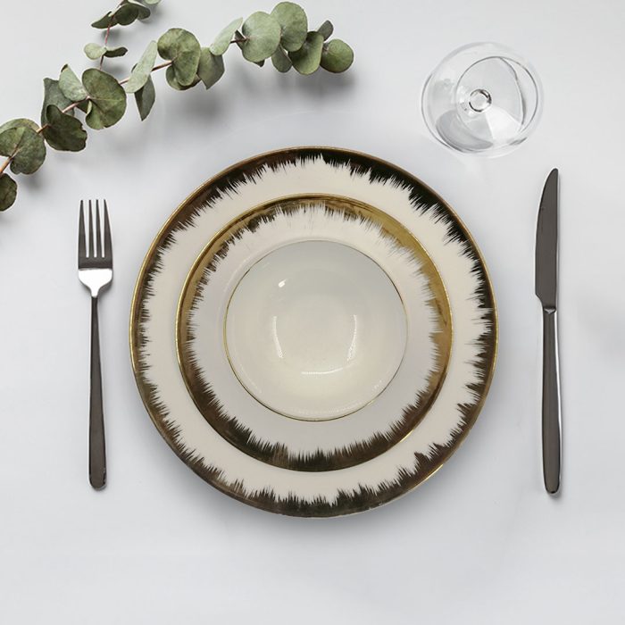 Gold & White 8" Plate ZG8-457A - Image 3