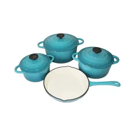 Cast Iron Pot Set 7 Piece Blue Ch978