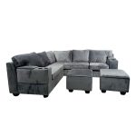 Modern modular couch with a matching ottoman, featuring plush cushions and a customizable design for any living space