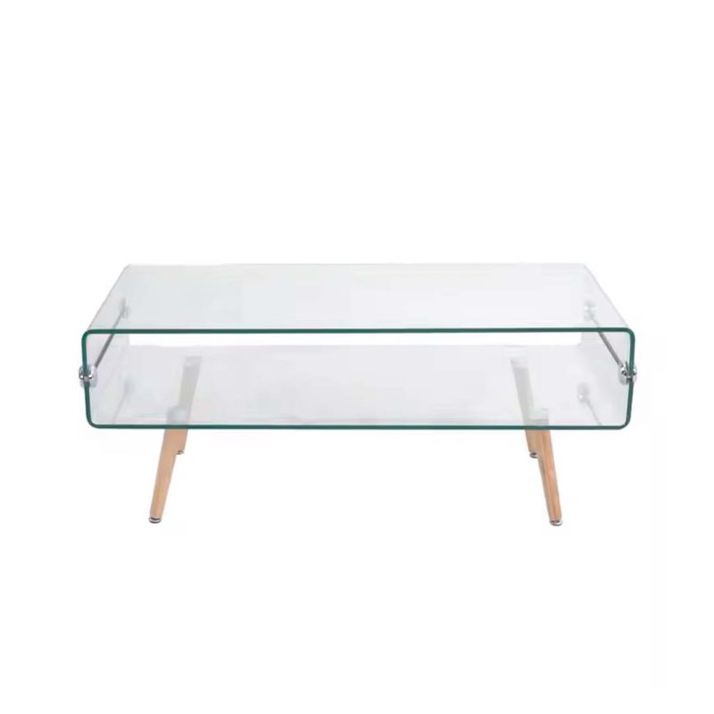 Coffee Table Clearwood JJMT-00 - Elegant coffee table with a clear glass top and wooden base, perfect for contemporary living rooms or office spaces.