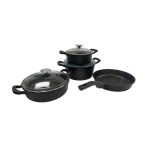 CEM Crystal Cast Aluminium 7 Piece Set, durable cookware with non-stick coating and sleek crystal finish, ideal for frying, simmering, and more.