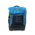 BOOMERANG Hard Base Backpack in Blue/Black with a durable exterior, padded laptop compartment, and ergonomic straps.