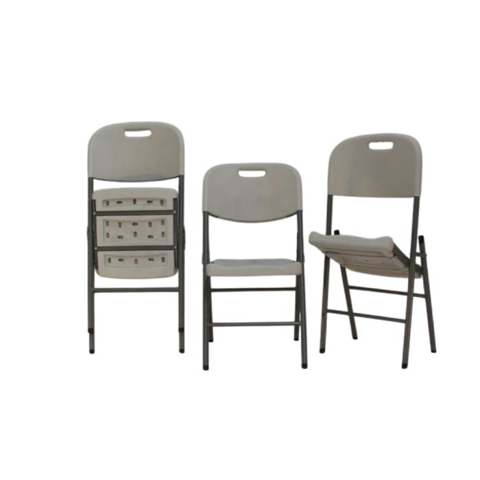Folding Plastic Chair - White - Image 3