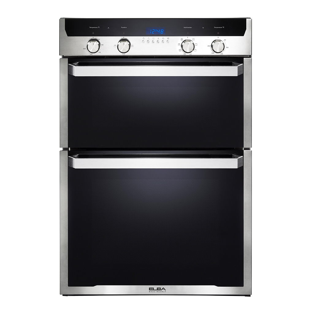 02ELIO 800D ELBA ELIO 60CM MULTIFUNCTION ELECTRIC DOUBLE OVEN-STAINLESS STEEL AND BLACK GLASS FINISH - Image 1