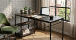 Linx Utah work desk walnut and black