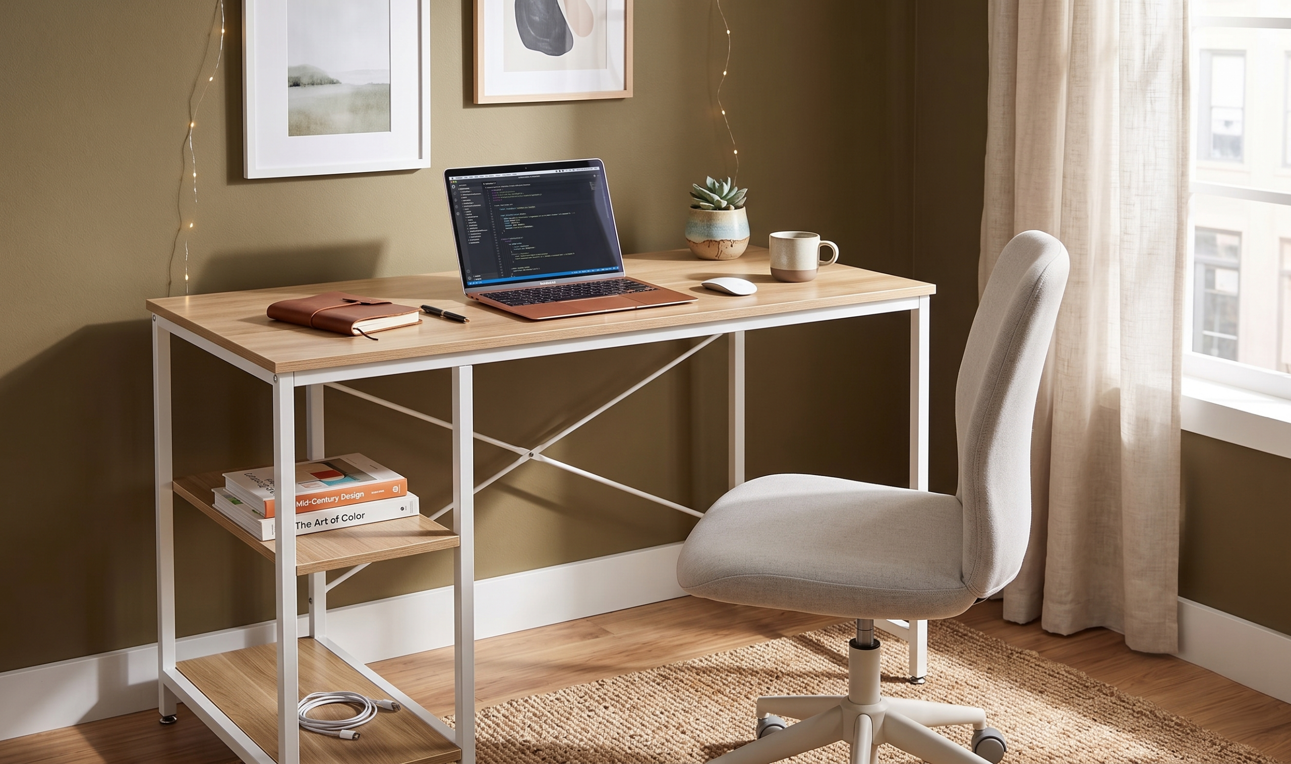 Linx desk Linx Iowa work desk oak and white - Image 1