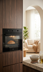 DEFY Slimline 600 Eye Level Black Glass Static Oven DBO483E - Image 2