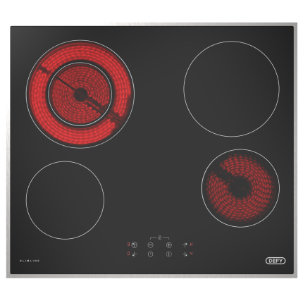 Defy DHD494 Vitroceramic Hob | 60cm 4-Plate Built-In Glass Cooktop